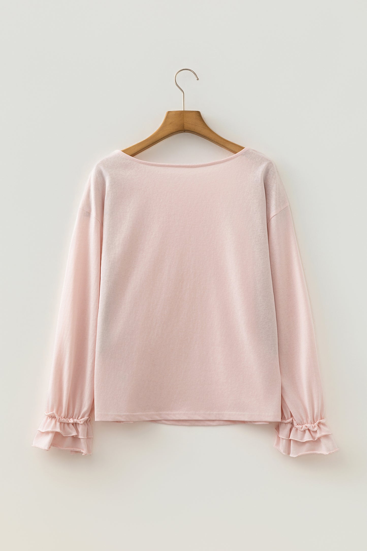 Baby Pink Long Sleeve Ruffle Cuff Top