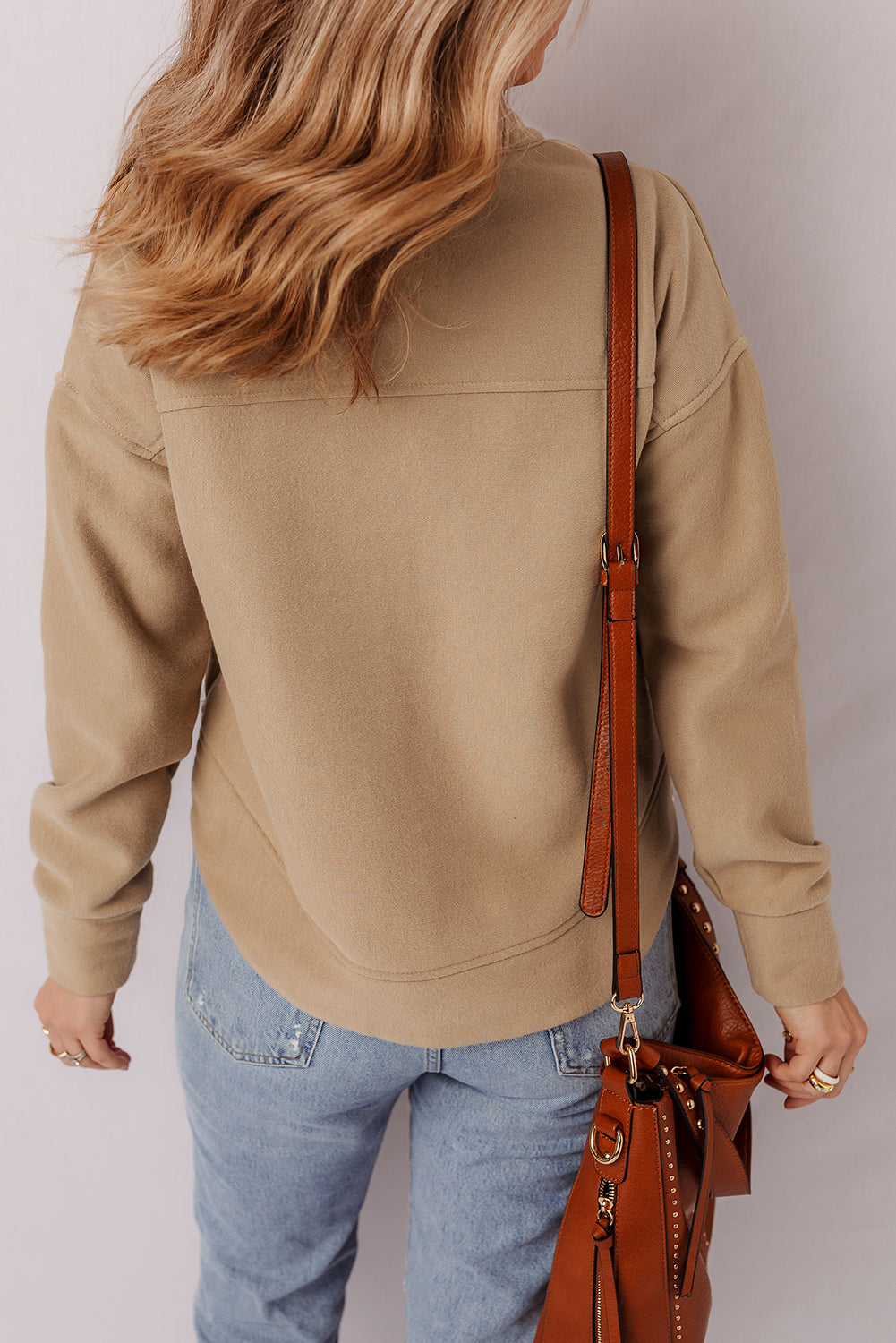 Light Beige V-Neck Sweatshirt
