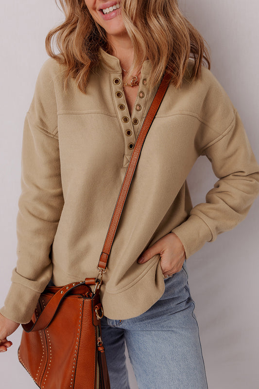 Light Beige V-Neck Sweatshirt