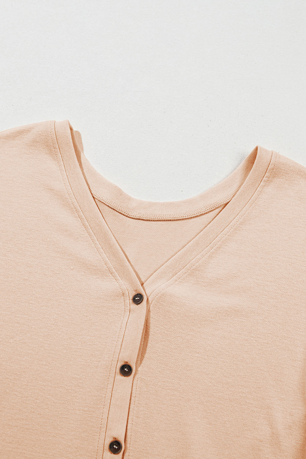 Beige Button V-Neck Shirt