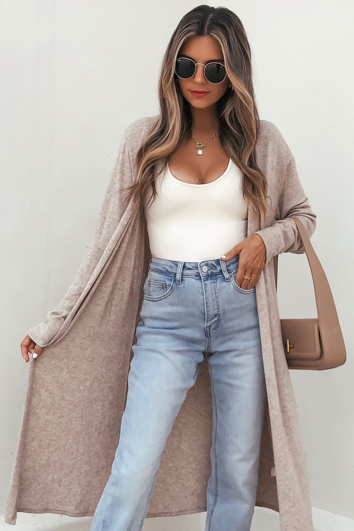 Solid Khaki Long Sleeve Cardigan