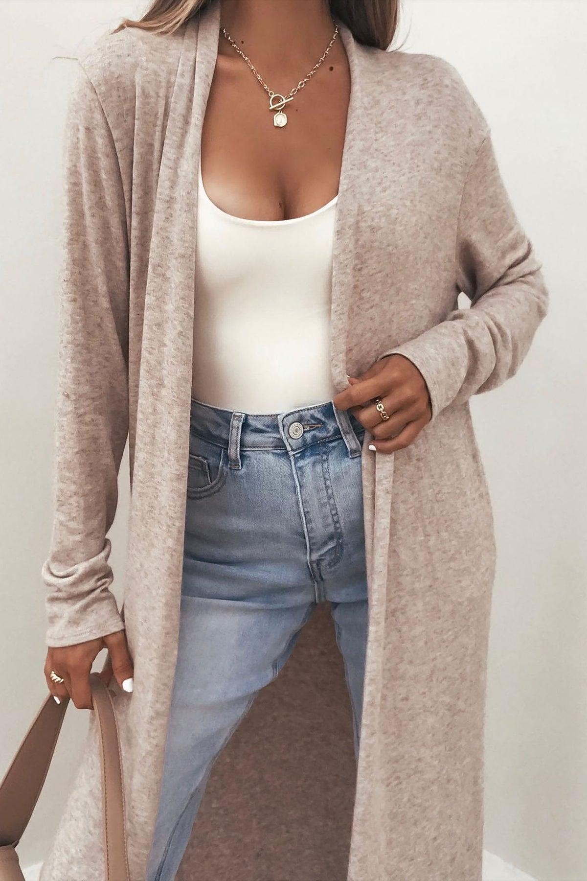 Solid Khaki Long Sleeve Cardigan