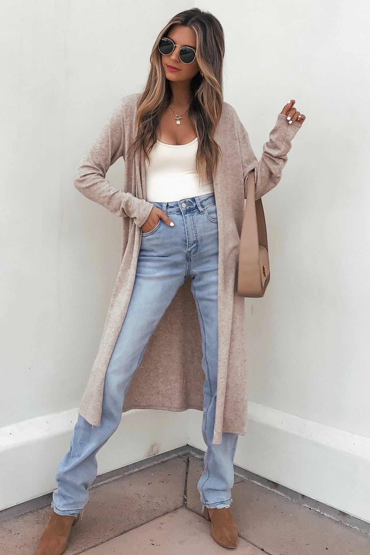 Solid Khaki Long Sleeve Cardigan