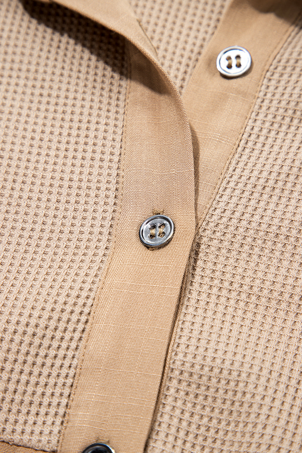 The Autumn - Waffle Button Up Frayed Hem Shirt