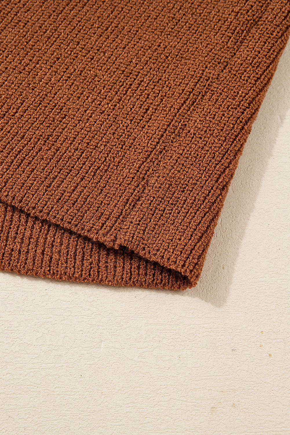 Chestnut Contrast V Neck Knit Cardigan