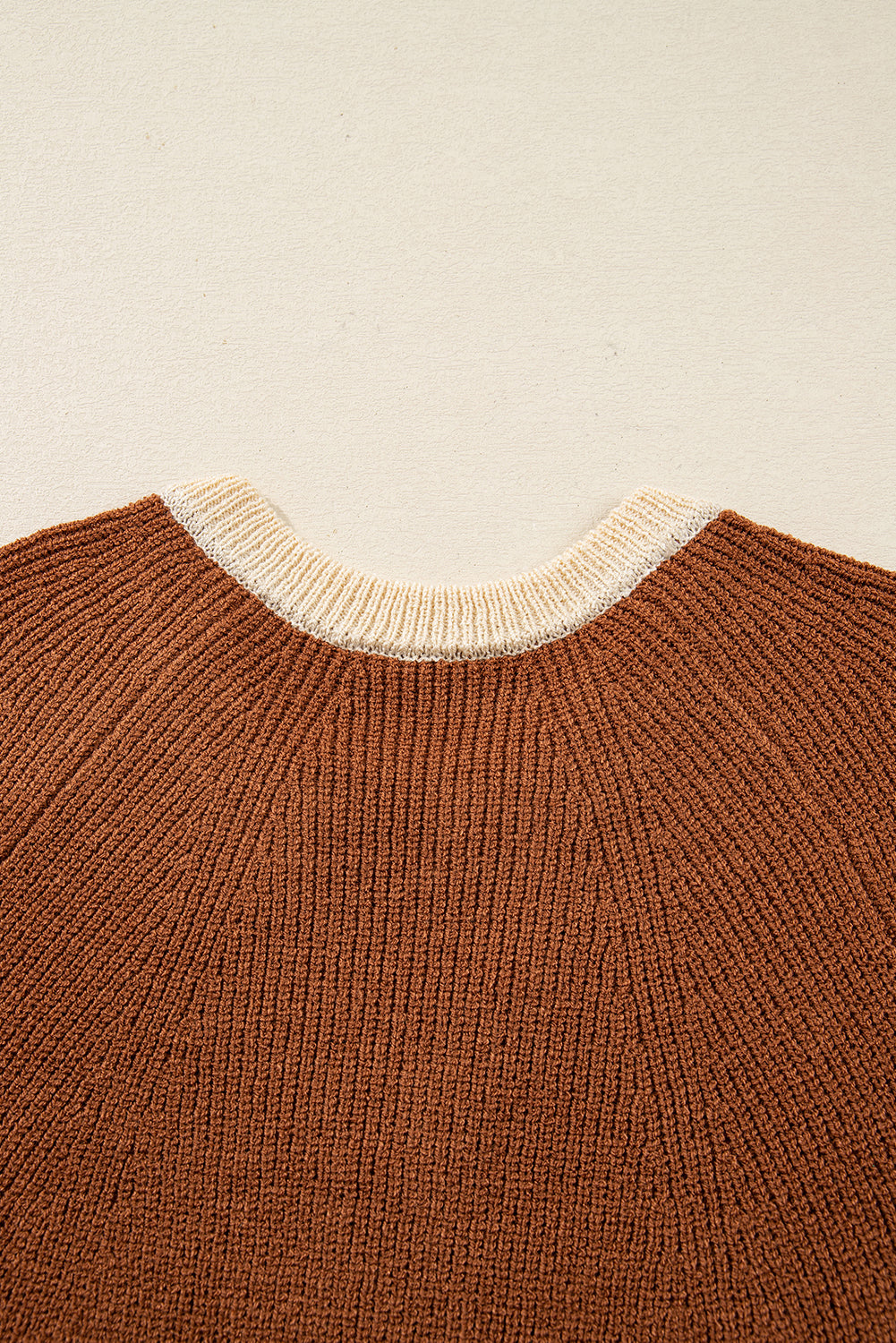 Chestnut Contrast V Neck Knit Cardigan