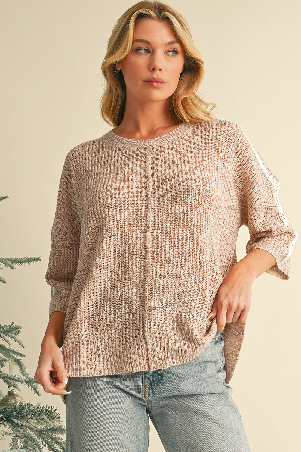Light Beige Crew Neck Sweater