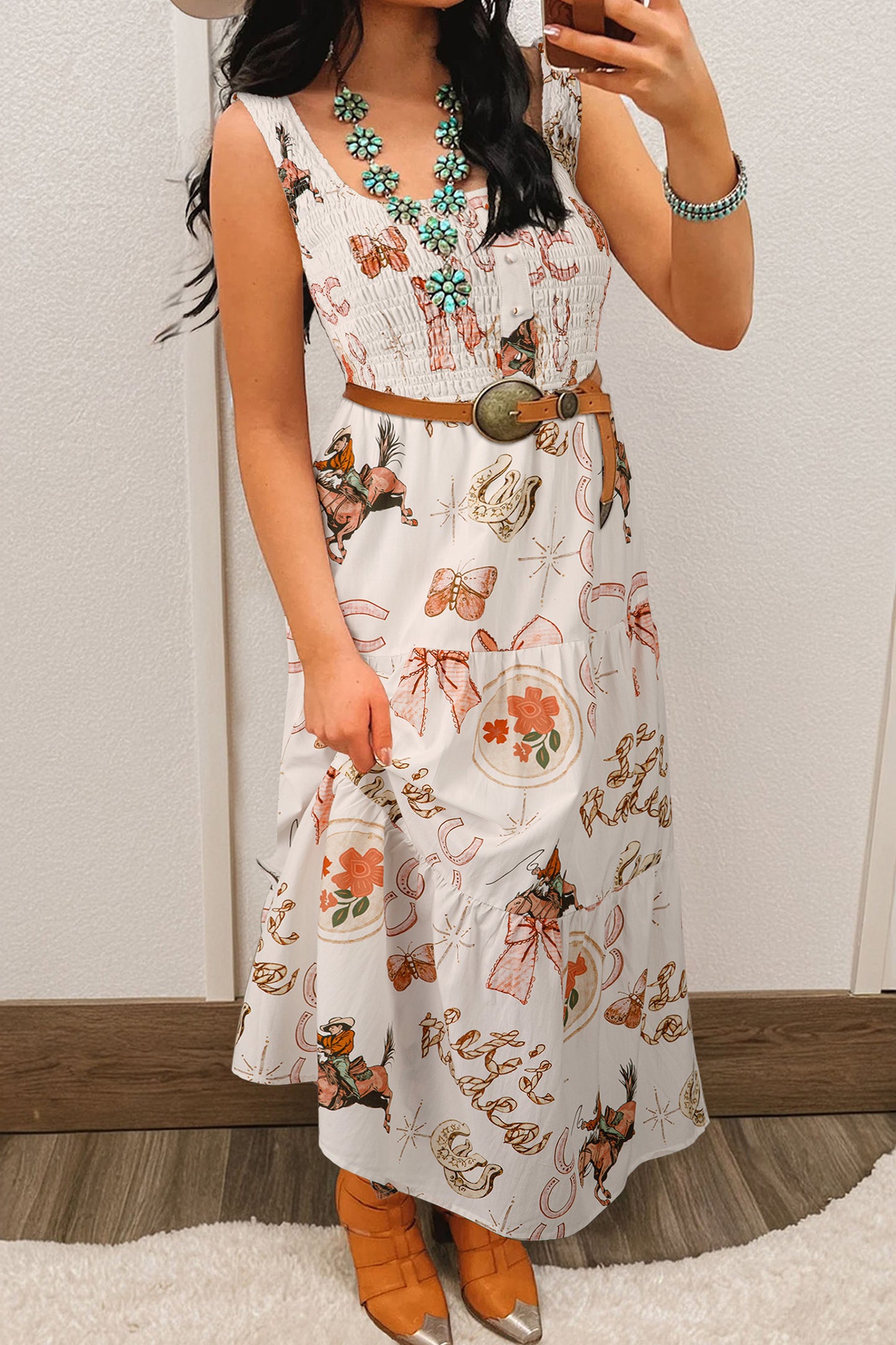 Western Midi Shift Dress