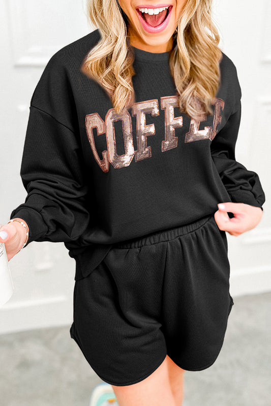 COFFEE Sweatshirt and Shorts Set