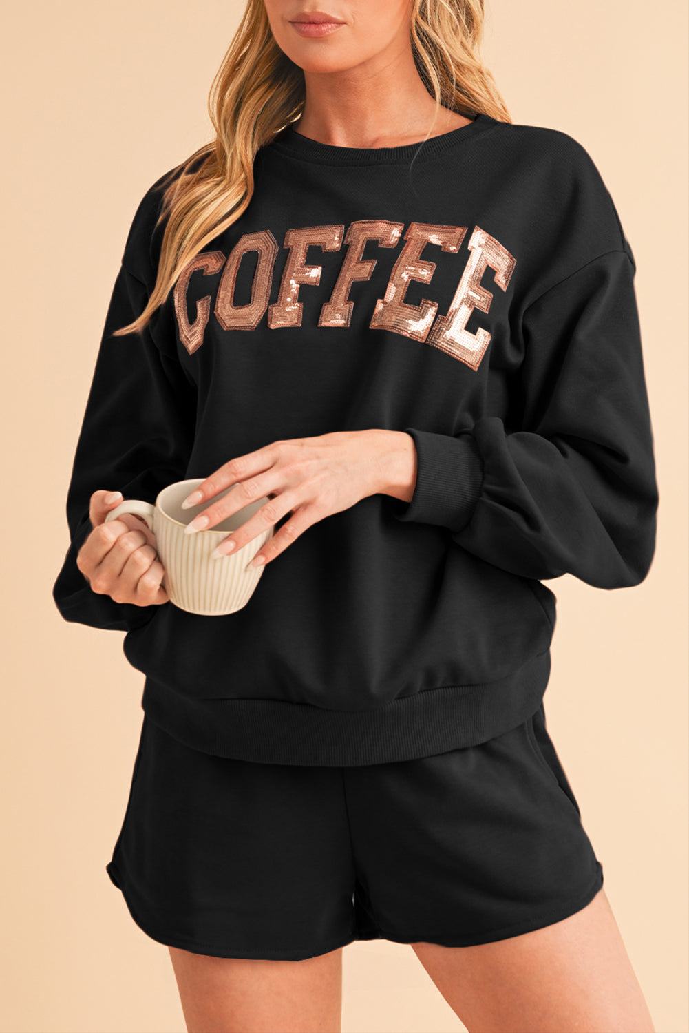COFFEE Sweatshirt and Shorts Set
