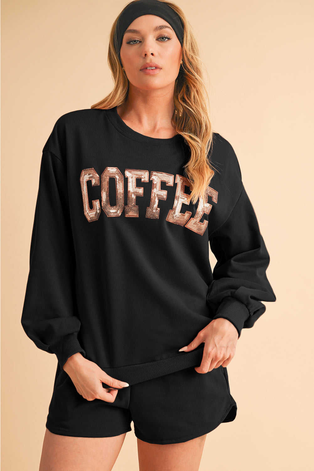 COFFEE Sweatshirt and Shorts Set