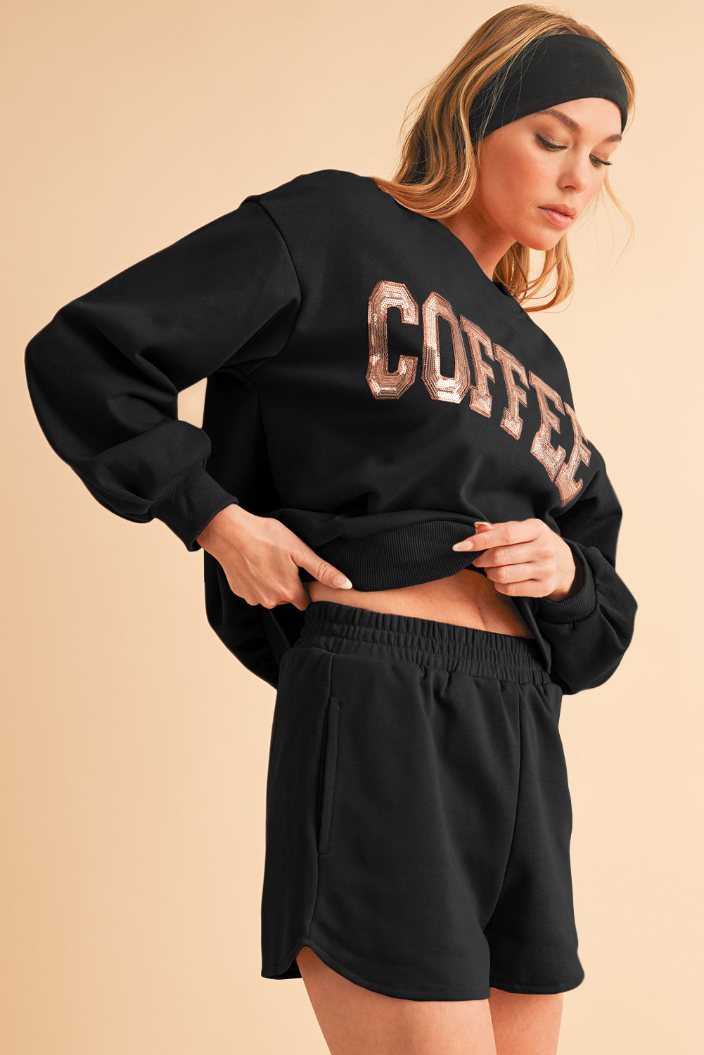 COFFEE Sweatshirt and Shorts Set