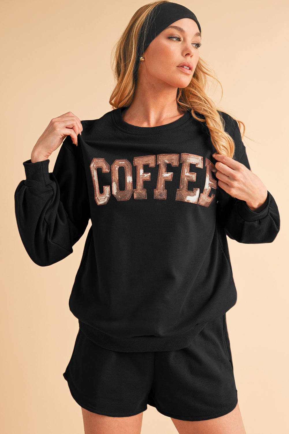 COFFEE Sweatshirt and Shorts Set