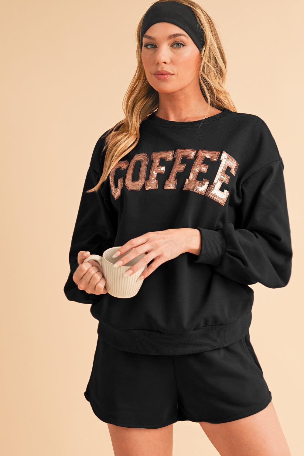 COFFEE Sweatshirt and Shorts Set