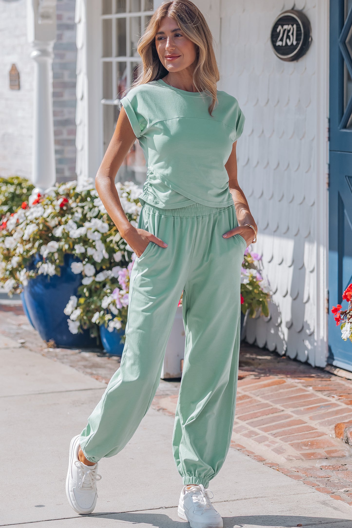 Jade Crop Top and Jogger Pants Set