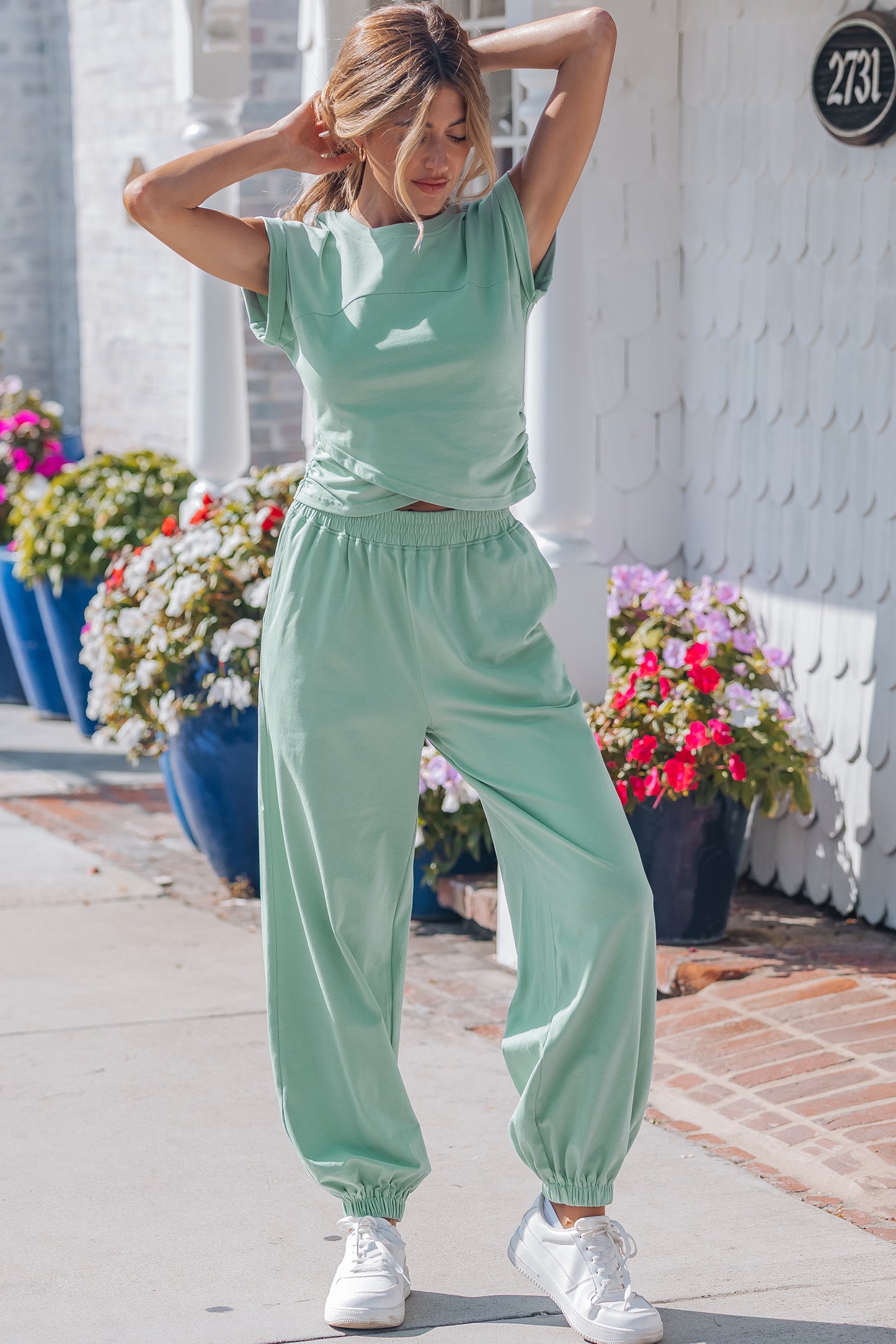 Jade Crop Top and Jogger Pants Set