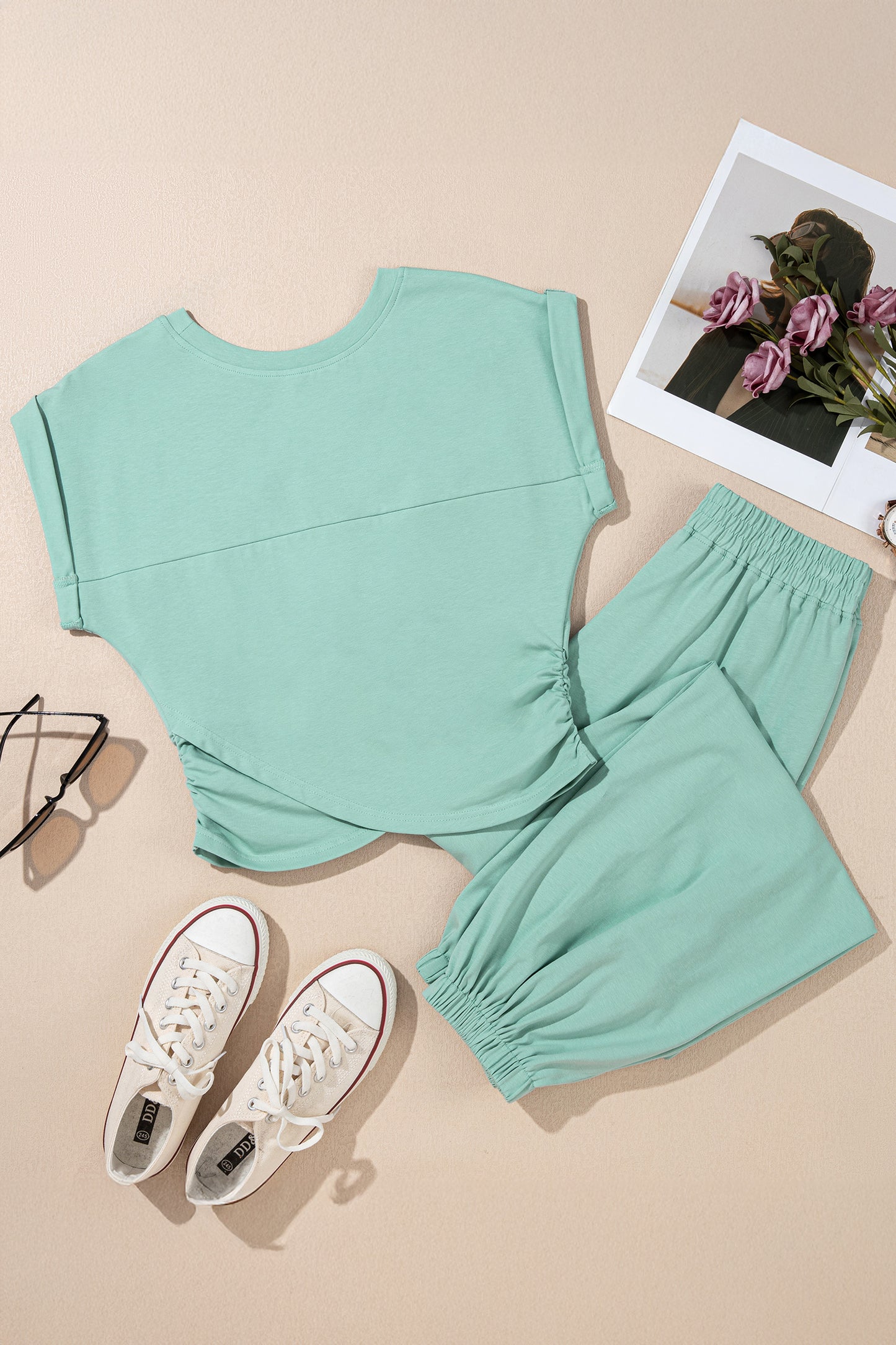 Jade Crop Top and Jogger Pants Set