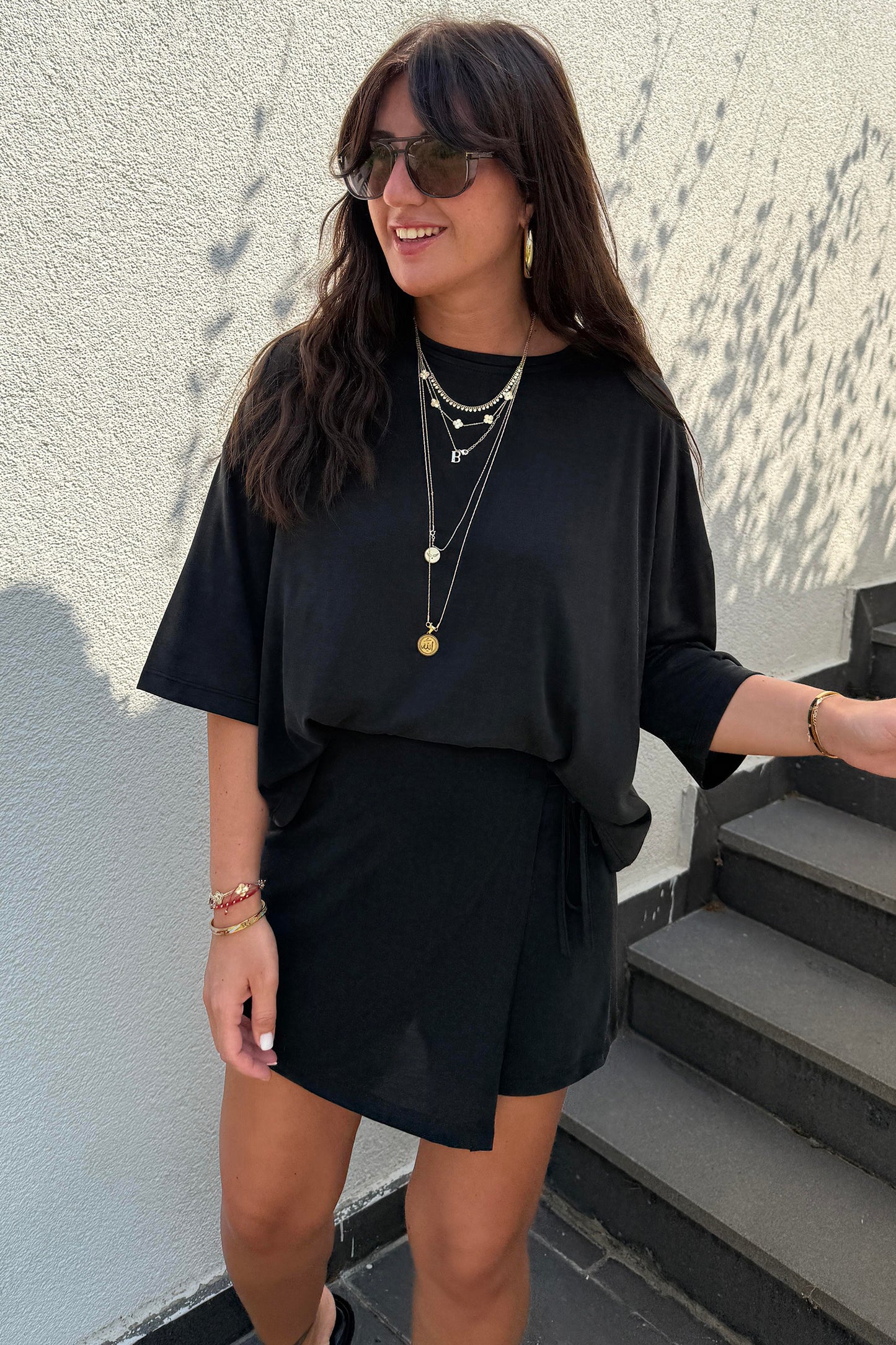 Black Tie Wrap Mini Skort 2pcs Set