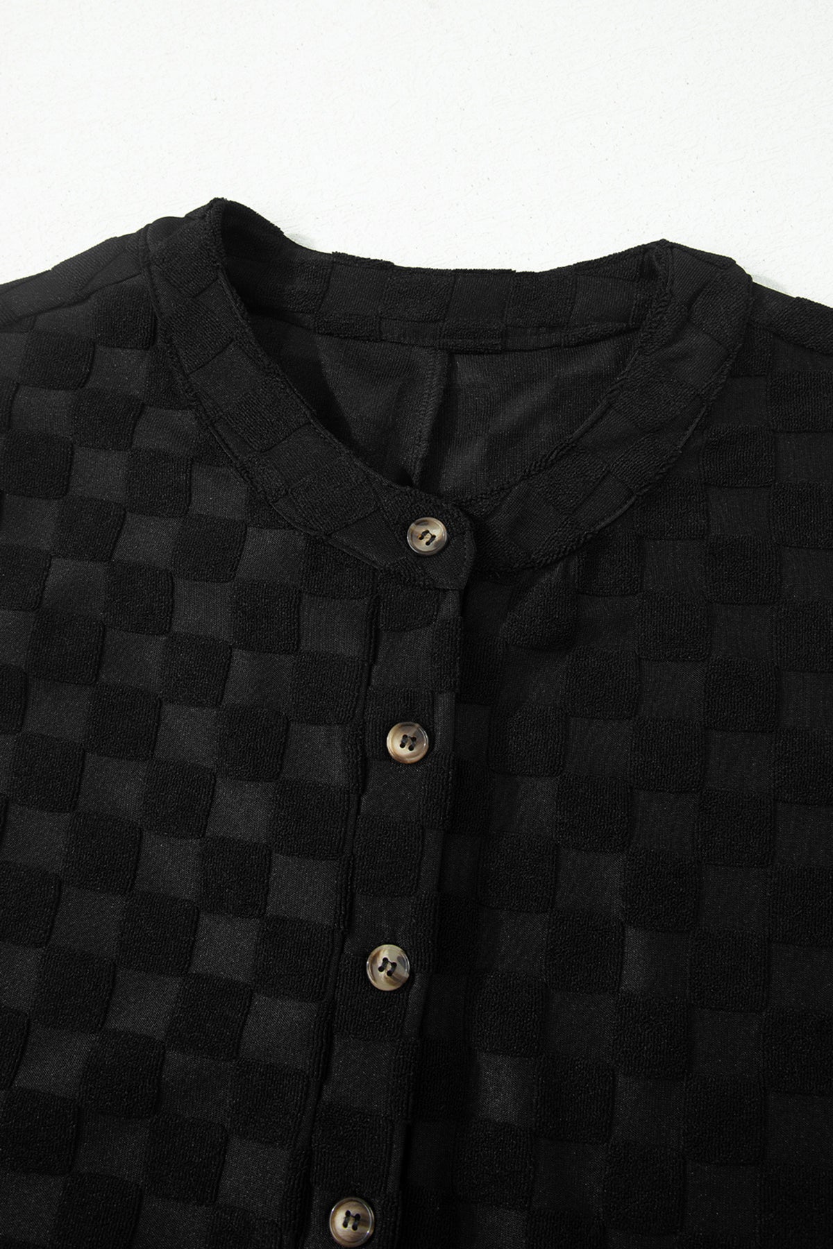 Textured Black Checkered Sleeveless Jumpsuit