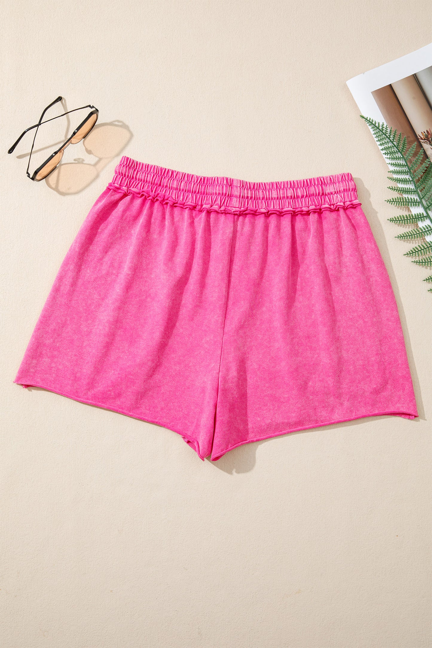 Rose Mineral Washed Elastic Shorts