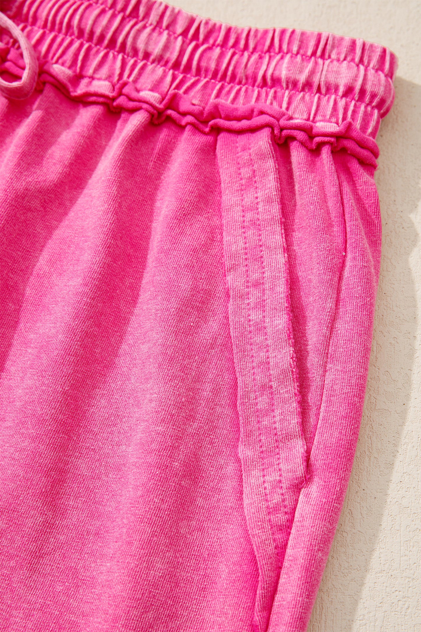Rose Mineral Washed Elastic Shorts