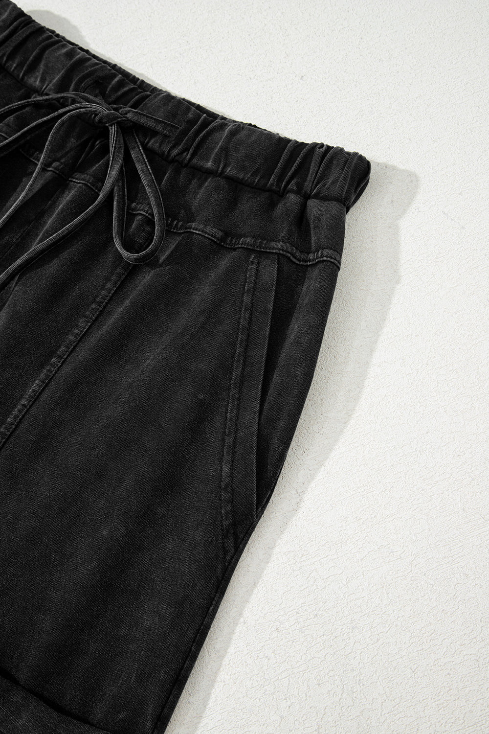 Black Mineral Wash Wide Leg Cargo Pants