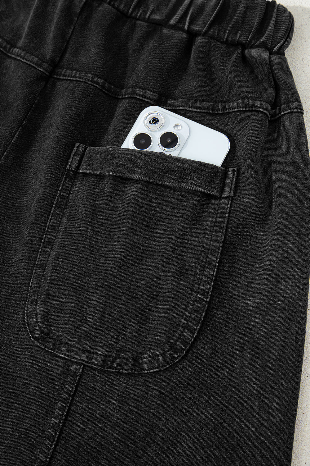 Black Mineral Wash Wide Leg Cargo Pants