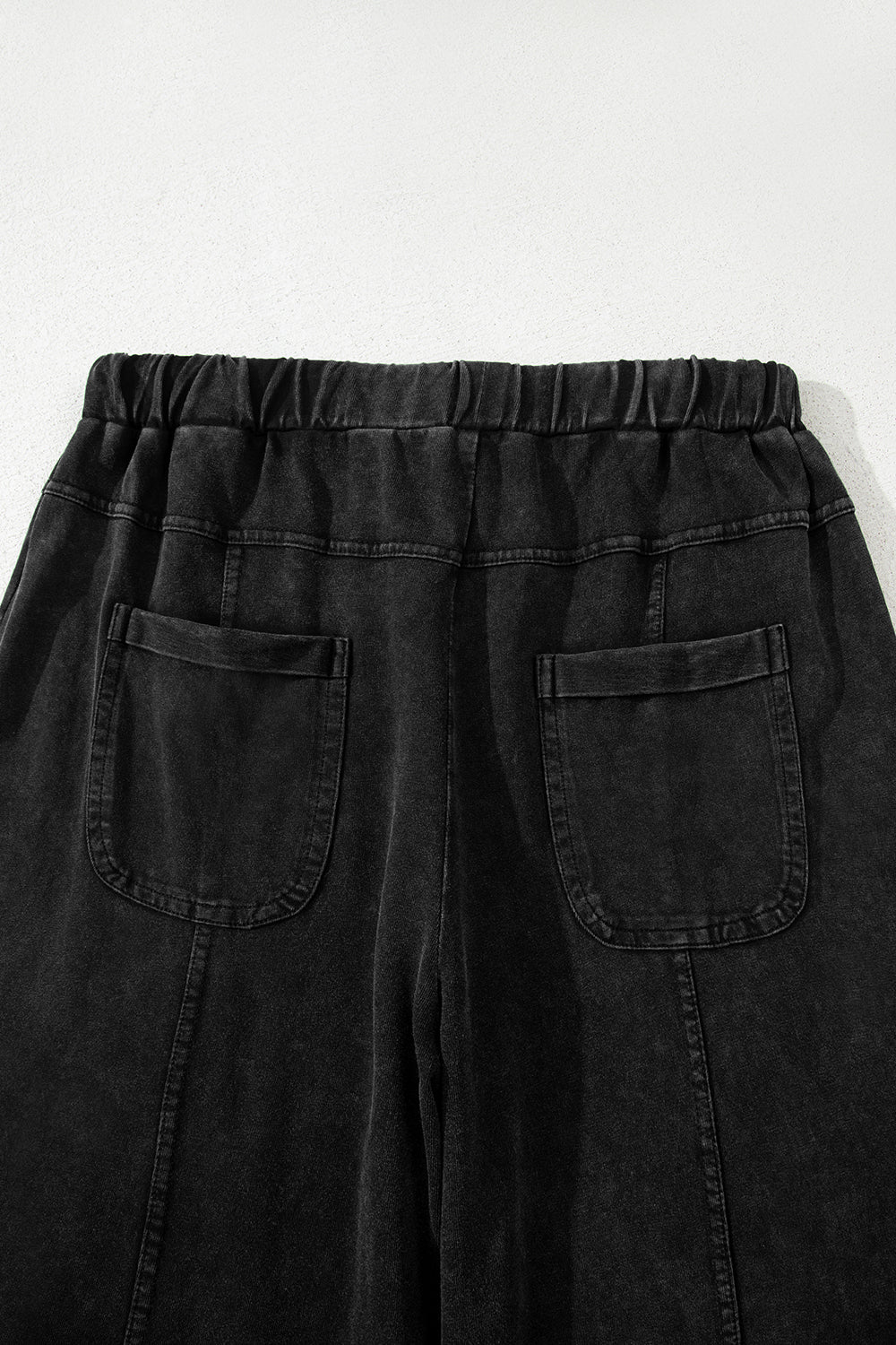 Black Mineral Wash Wide Leg Cargo Pants