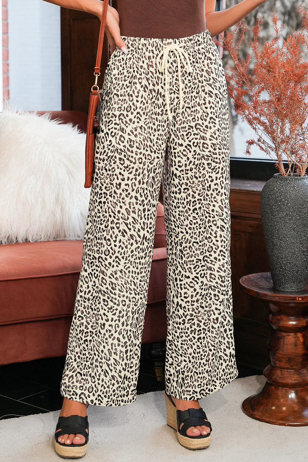 Leopard Drawstring Pants