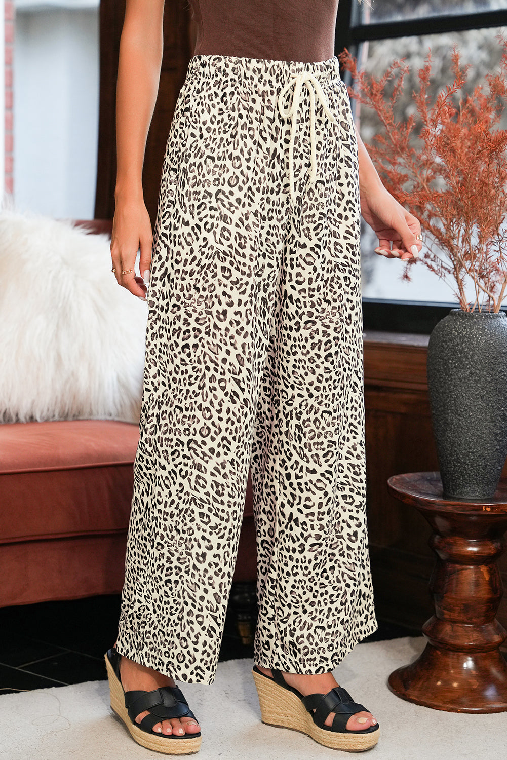Leopard Drawstring Pants