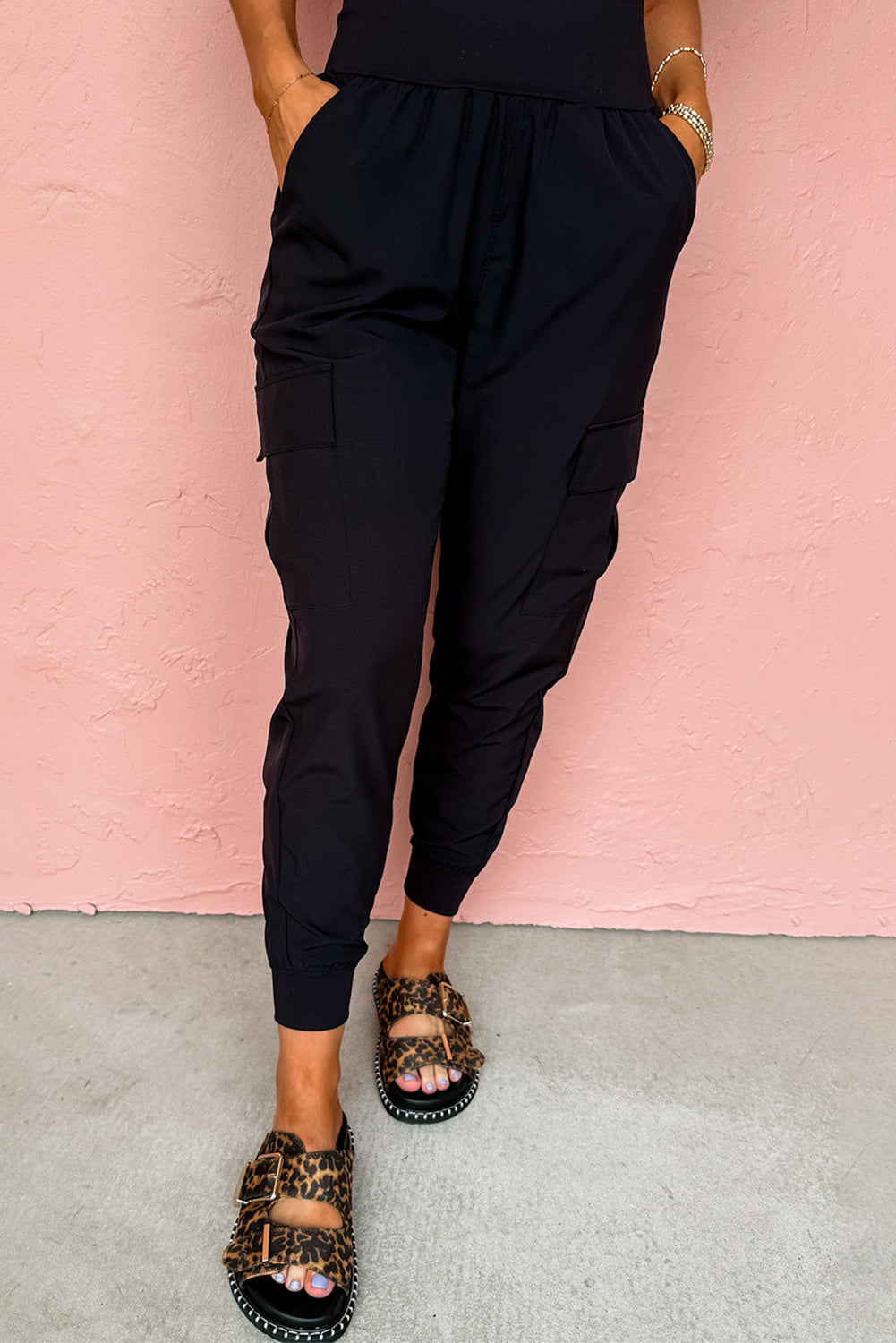 Black Cargo Jogger Pants