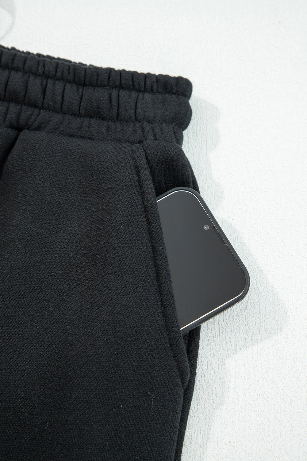 Black Leopard Drawstring Fleece Pants