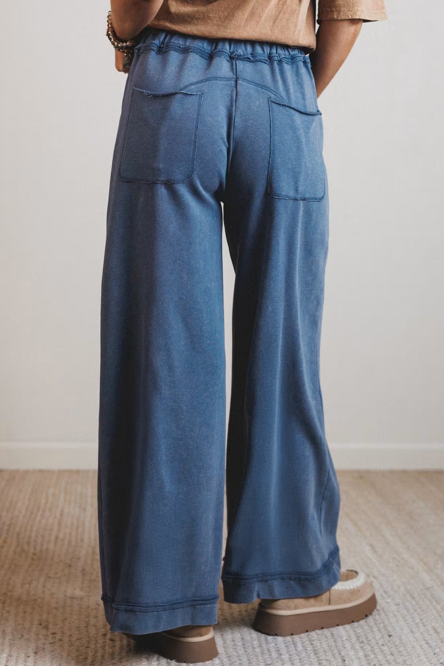 Blue Mineral Wash Drawstring Pants
