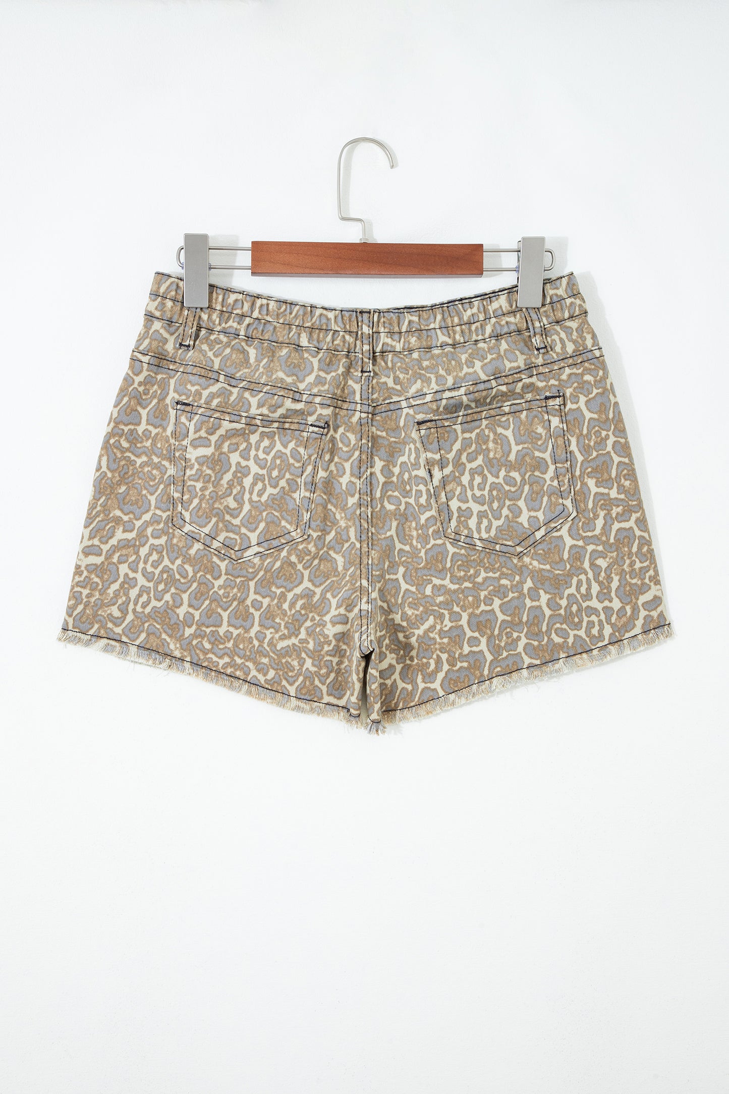 Leopard Print Denim Shorts
