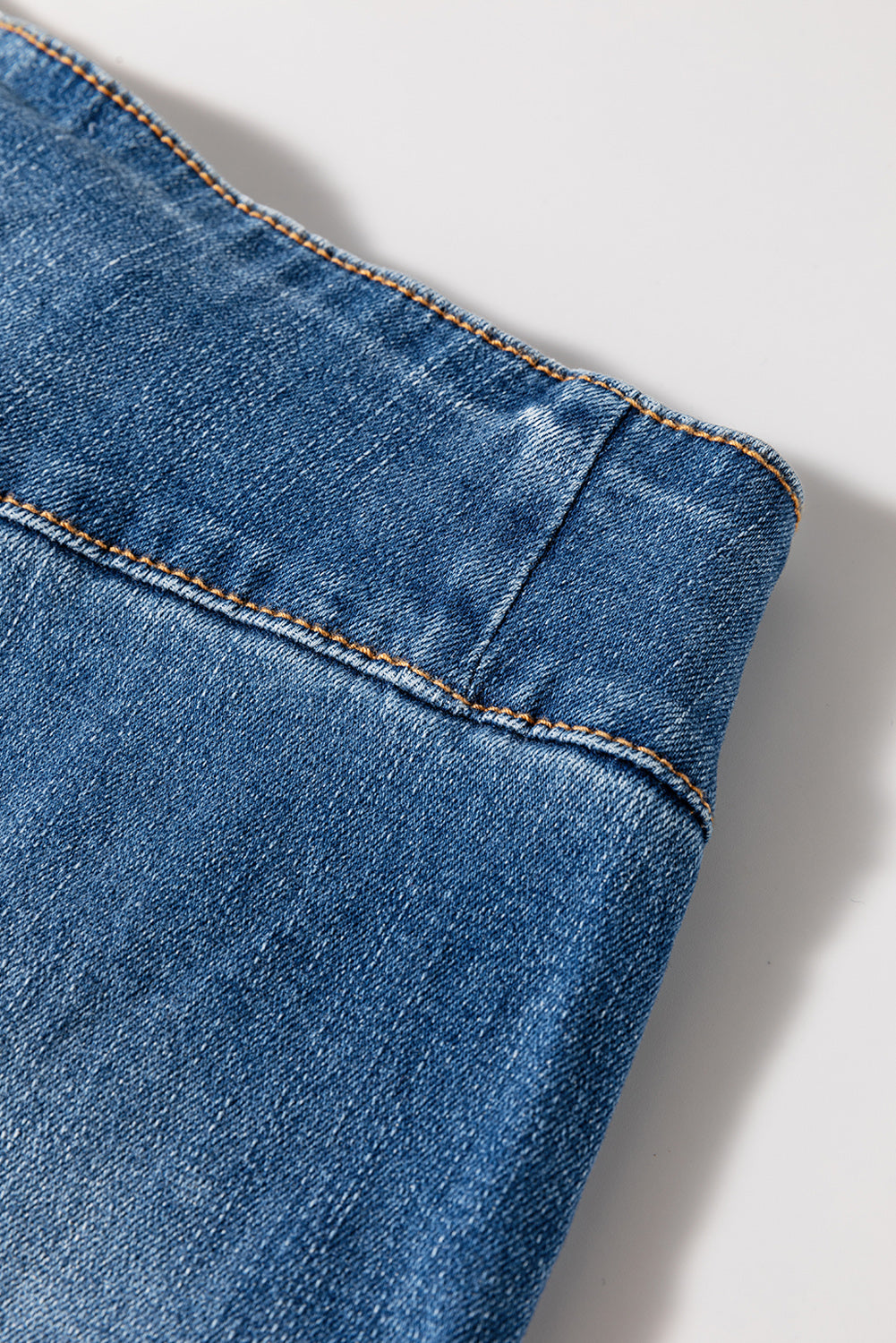 High Waist Button Raw Hem Jeans