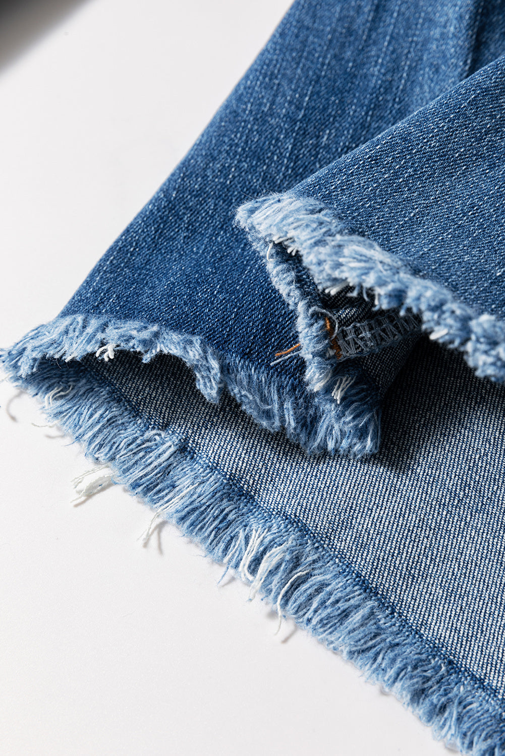 High Waist Button Raw Hem Jeans
