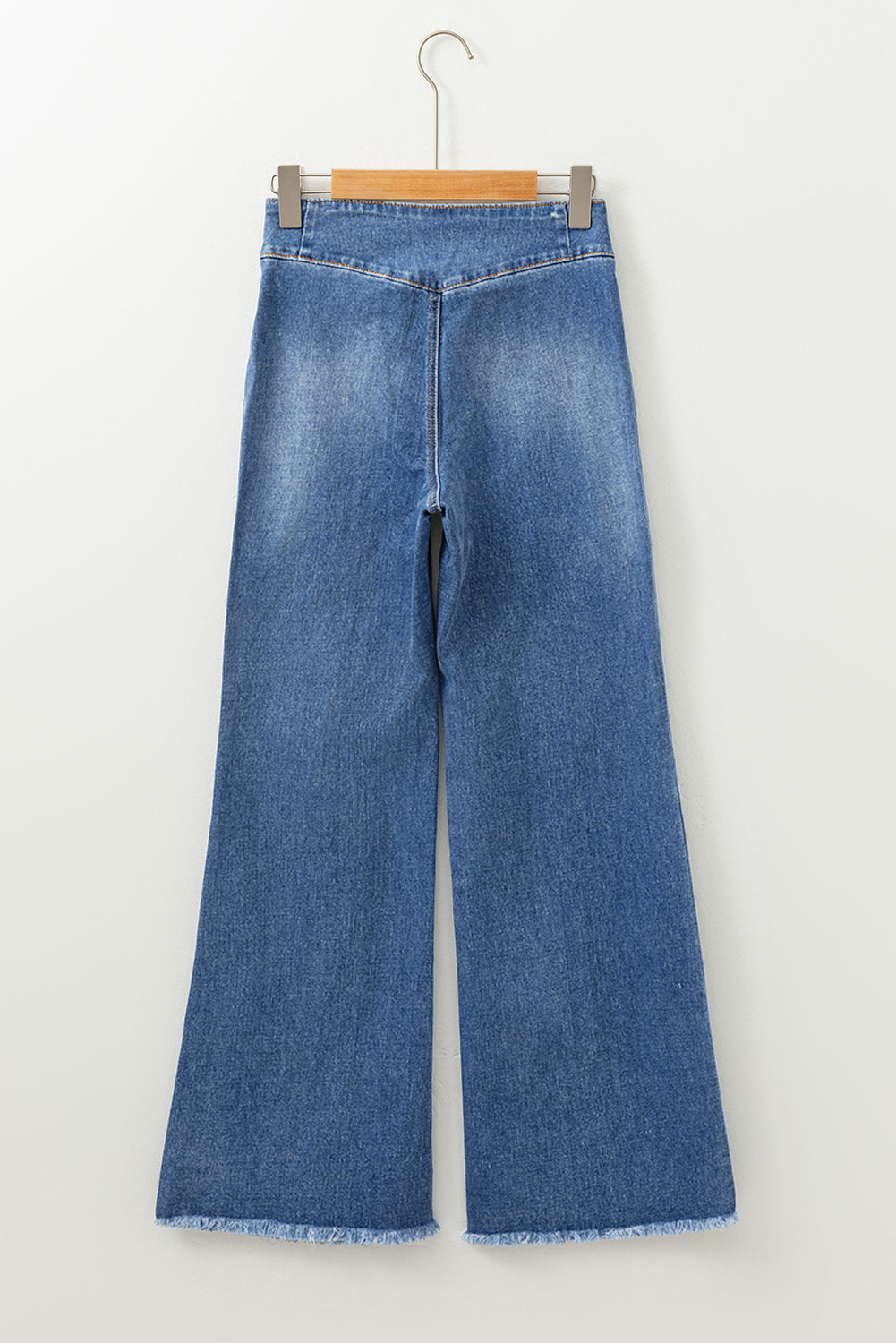High Waist Button Raw Hem Jeans