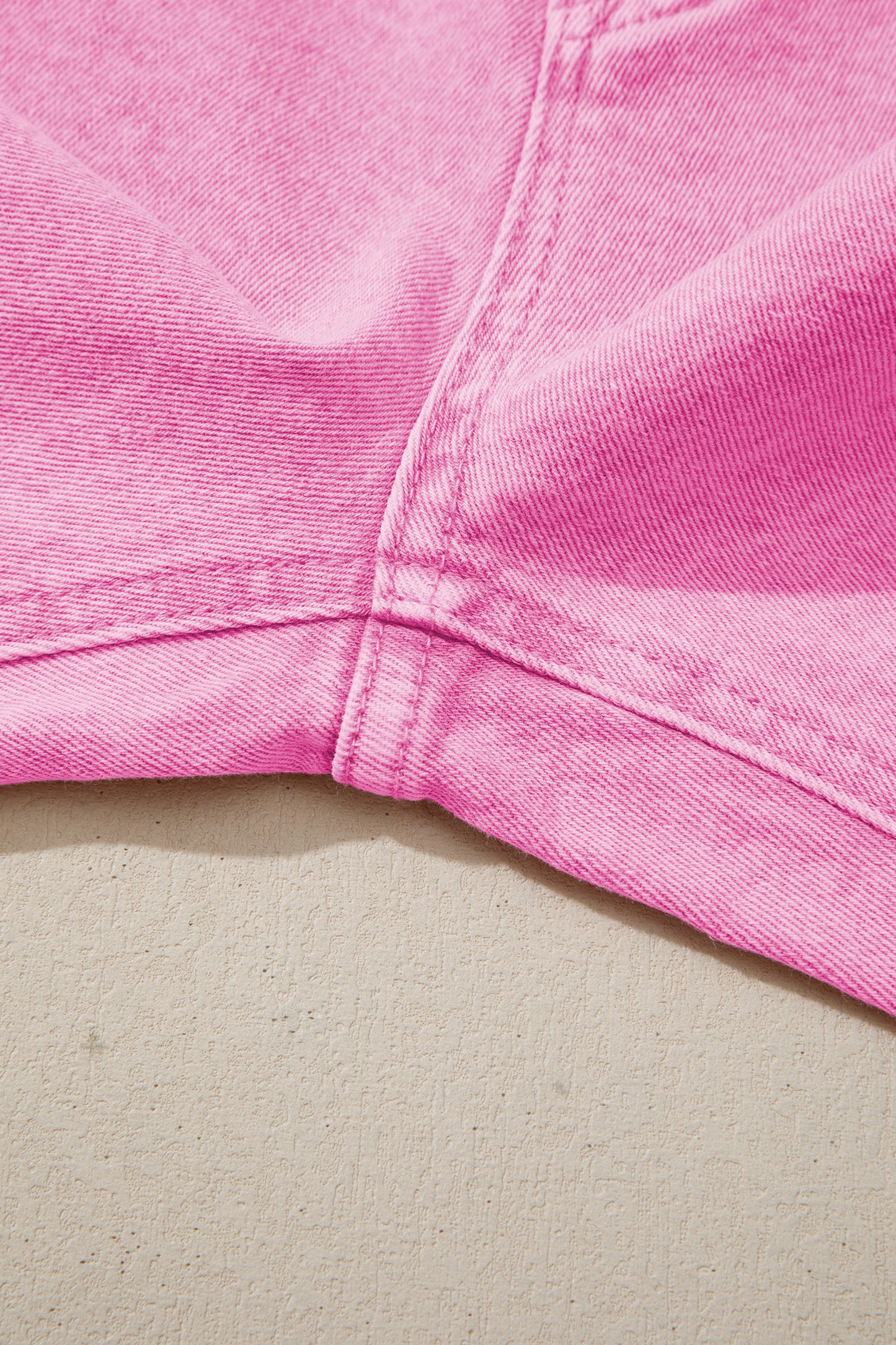 Pink High Waist Raw Hem Jeans