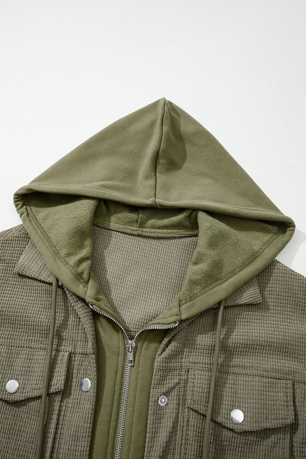 Green Textured Patchwork Shacket