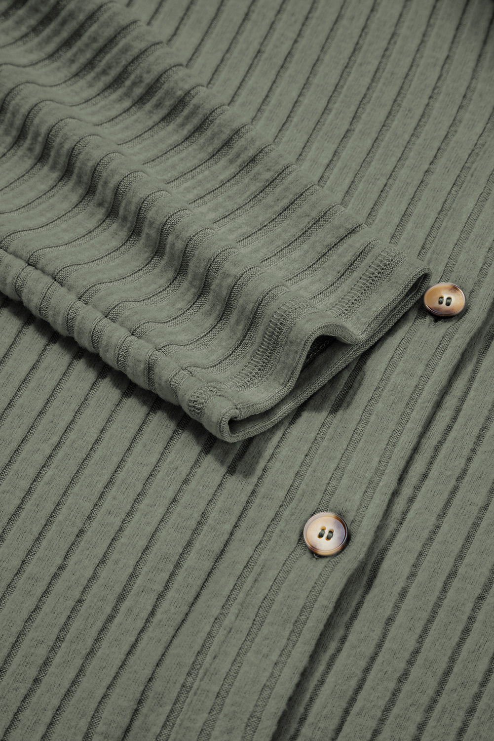 Mist Green Ribbed Button Up Shirt