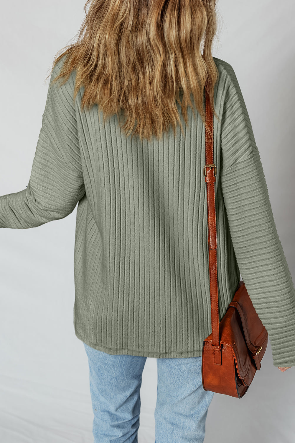 Mist Green Ribbed Button Up Shirt