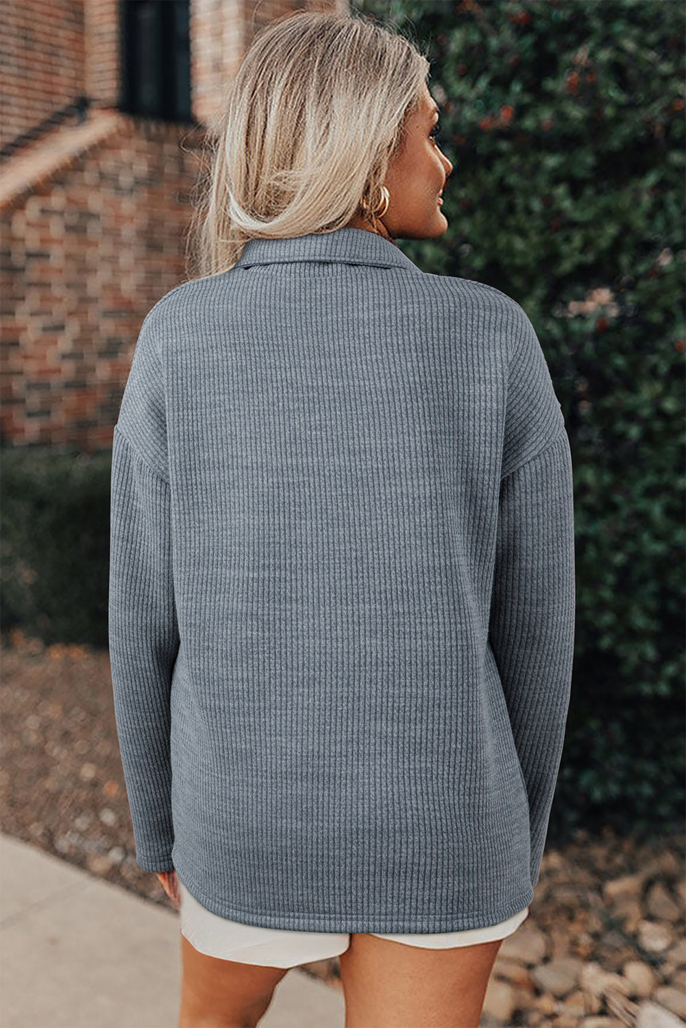 Ribbed Knit Button Front Pocket Casual Shacket - Colors Available