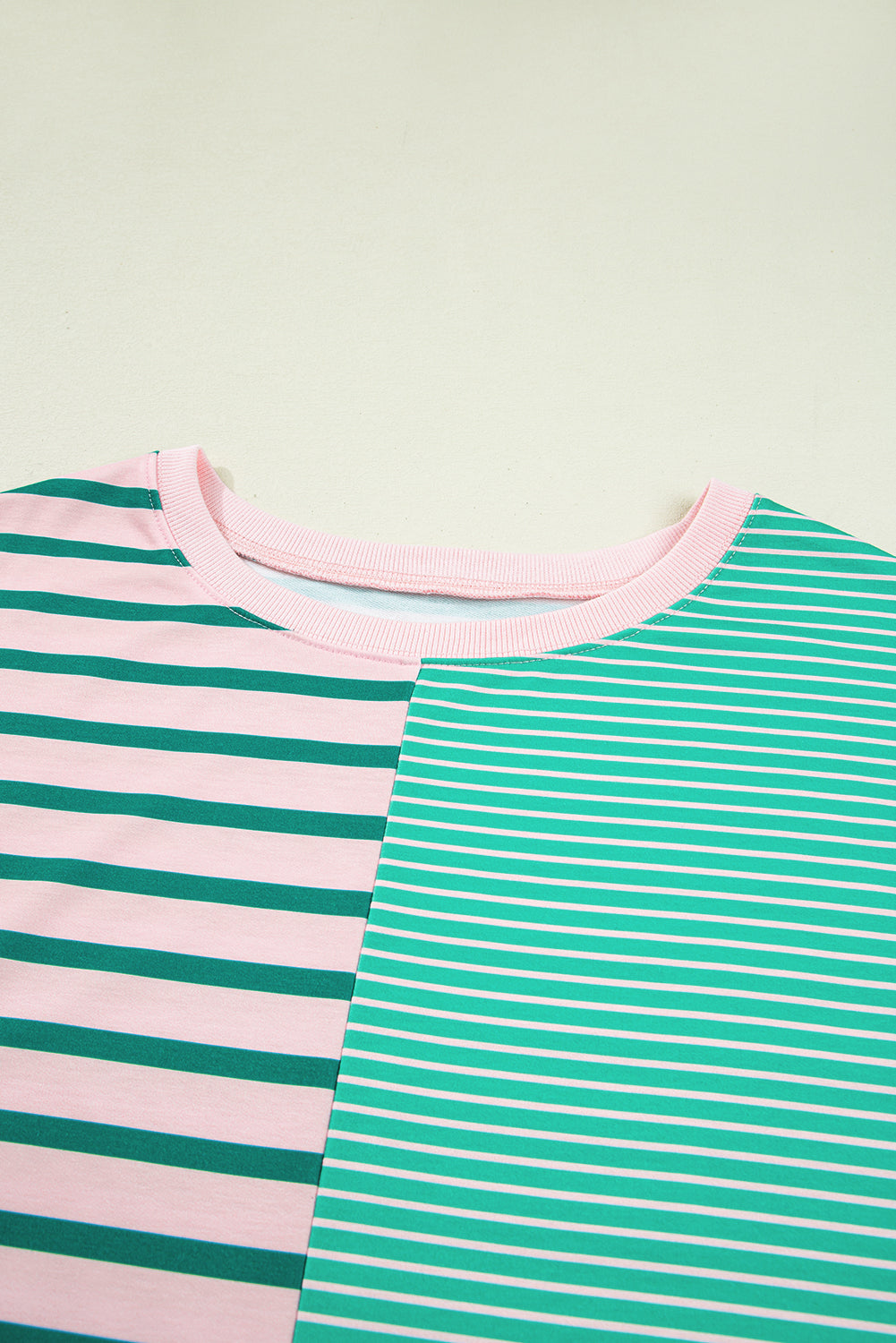 The Talia - Teal and Pink Striped Sweatshirt