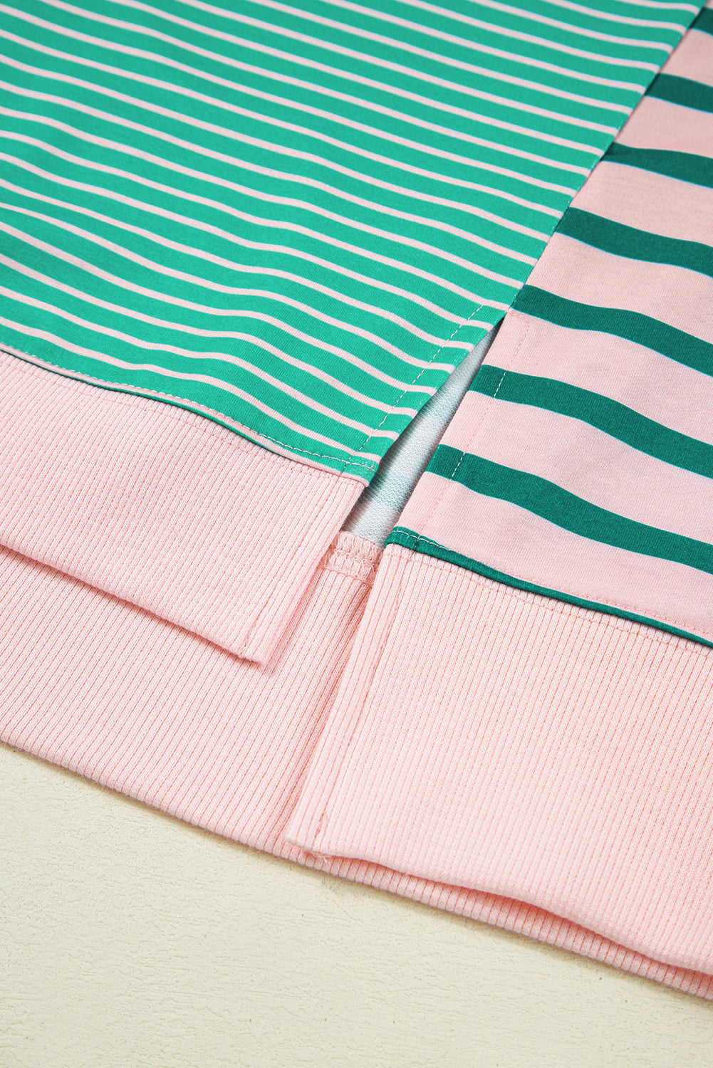 The Talia - Teal and Pink Striped Sweatshirt