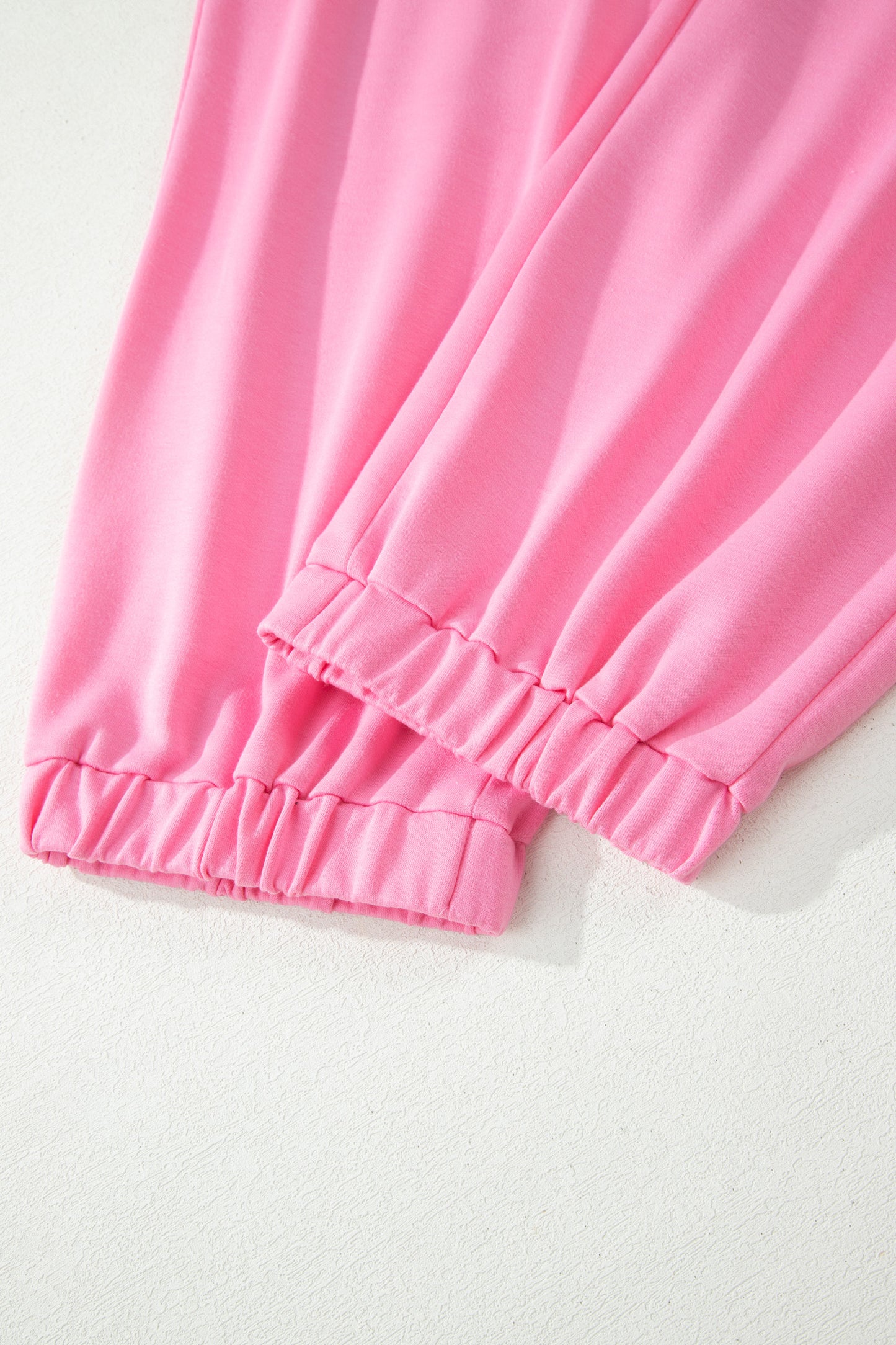 Pink Solid V-Neck Tee Plus Size Pants Set