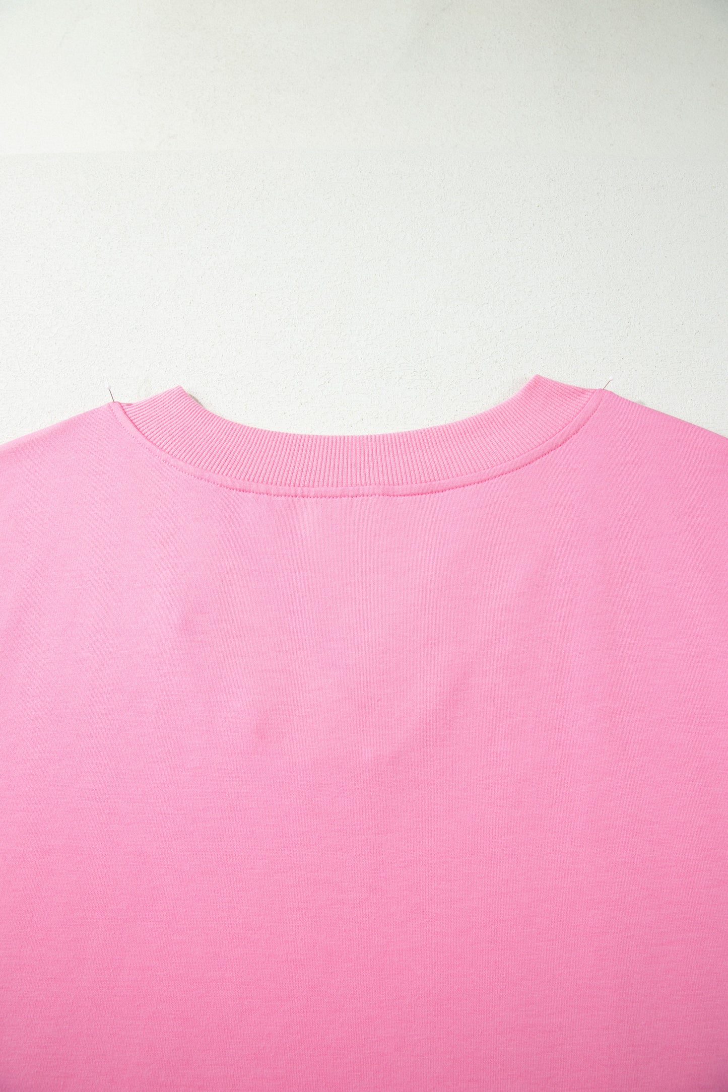 Pink Solid V-Neck Tee Plus Size Pants Set