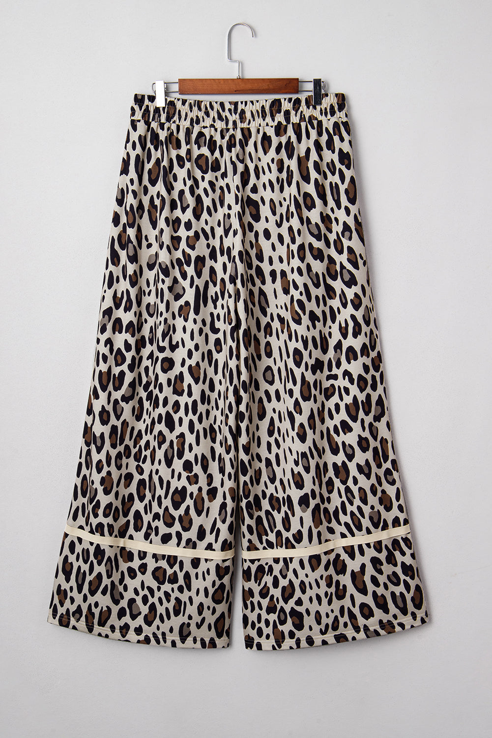 Khaki Plus Size Leopard Wide Leg Pants