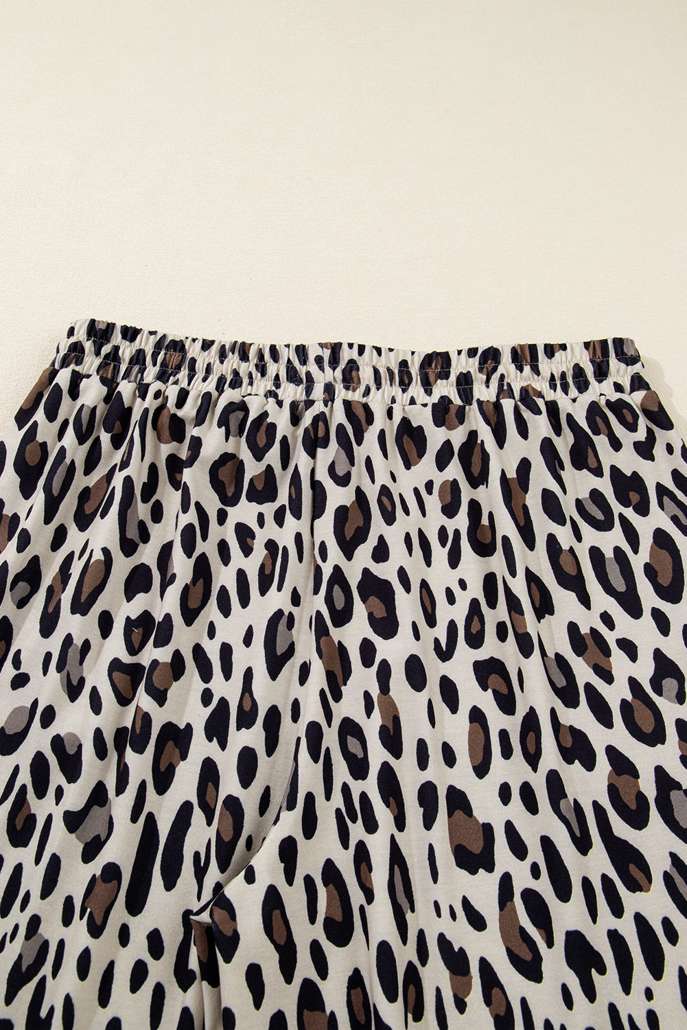 Khaki Plus Size Leopard Wide Leg Pants