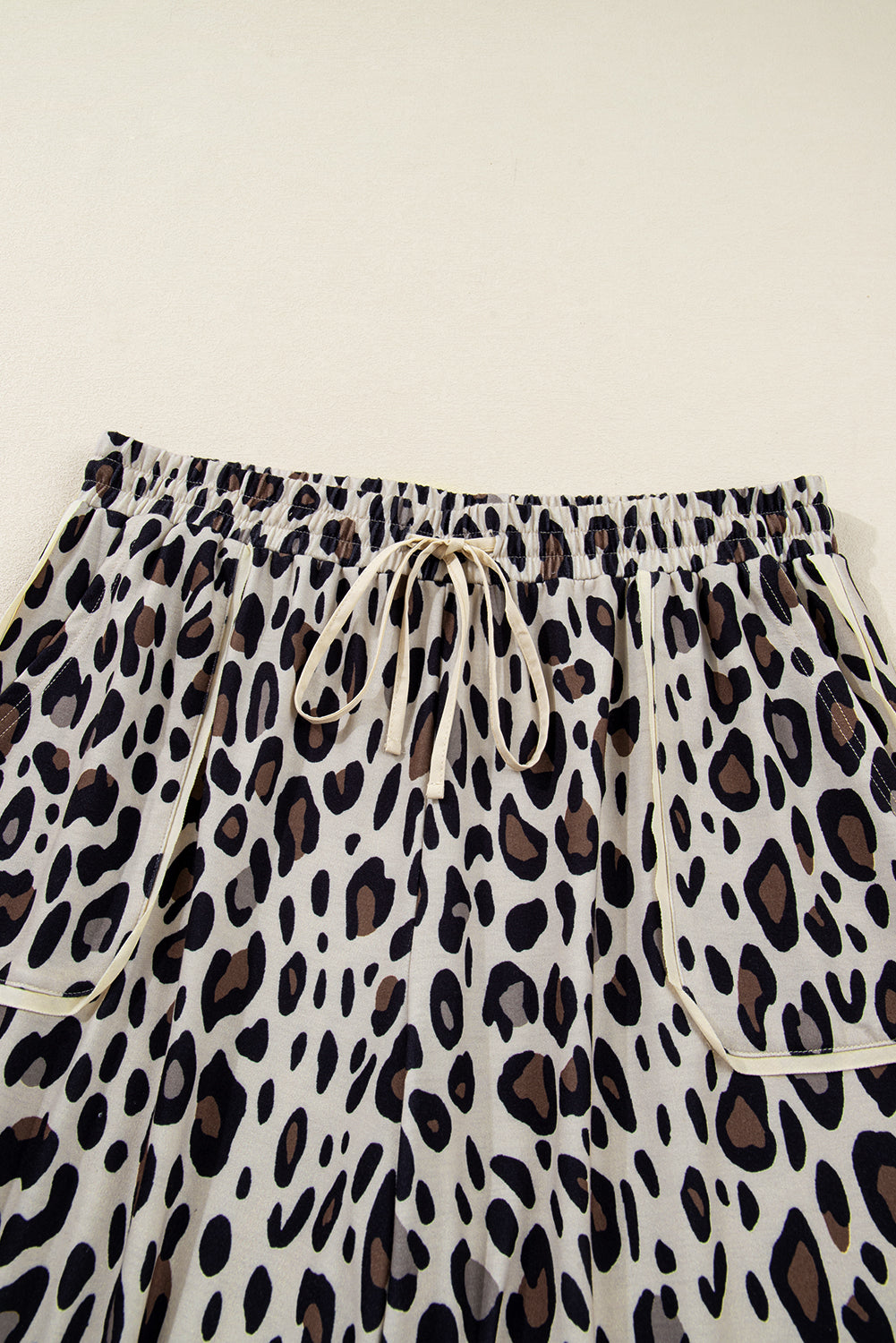Khaki Plus Size Leopard Wide Leg Pants