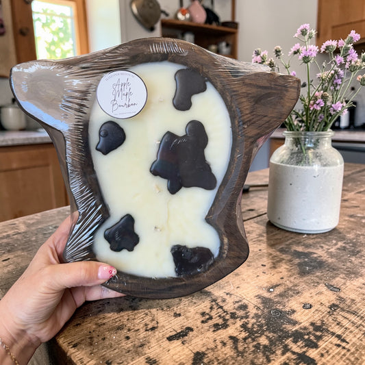 Apple Maple Bourbon Large Cow Head Dough Bowl Candle